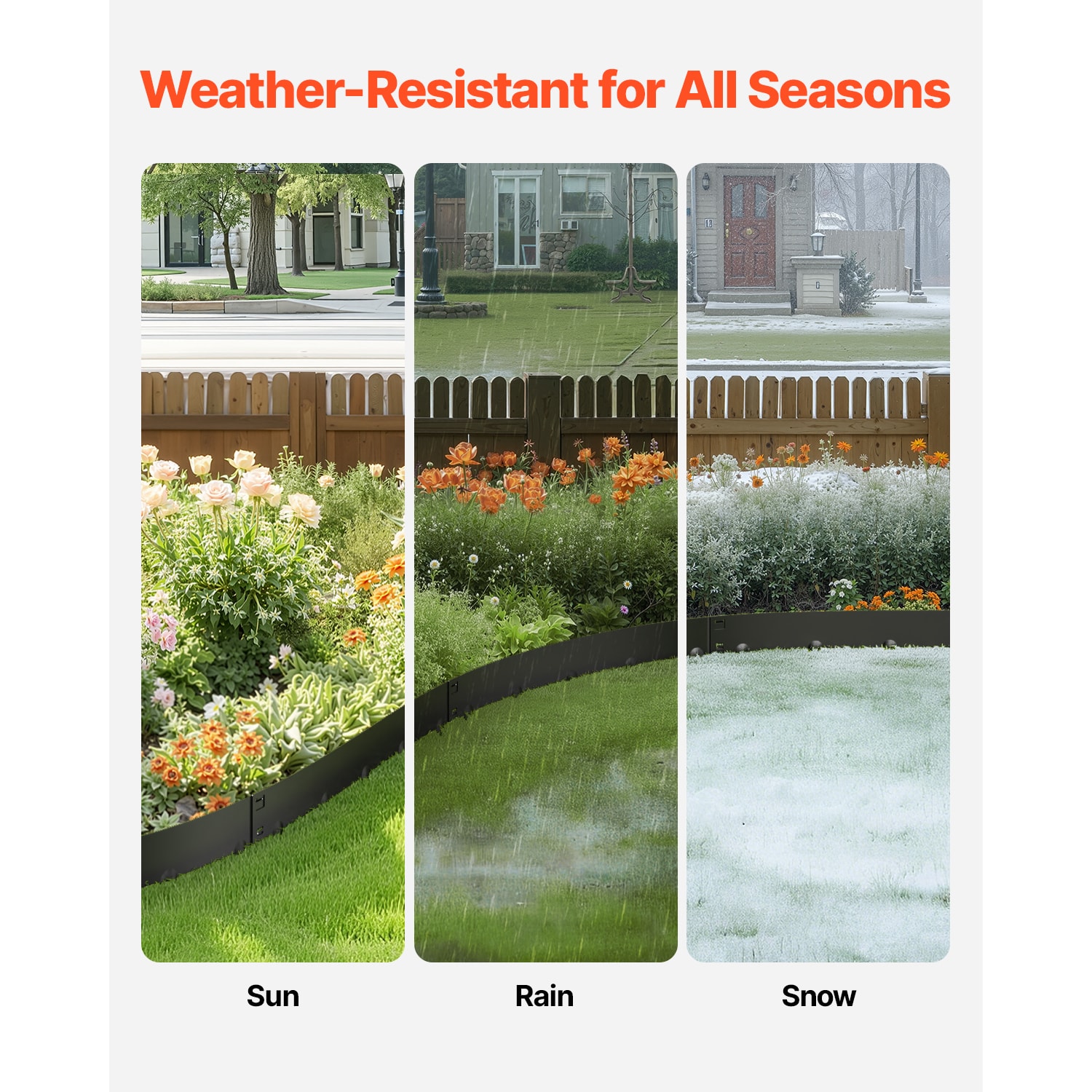 Steel Landscape Edging 5 Packs 39x5in Rust-Resistant Edging Border Black_voghion.com